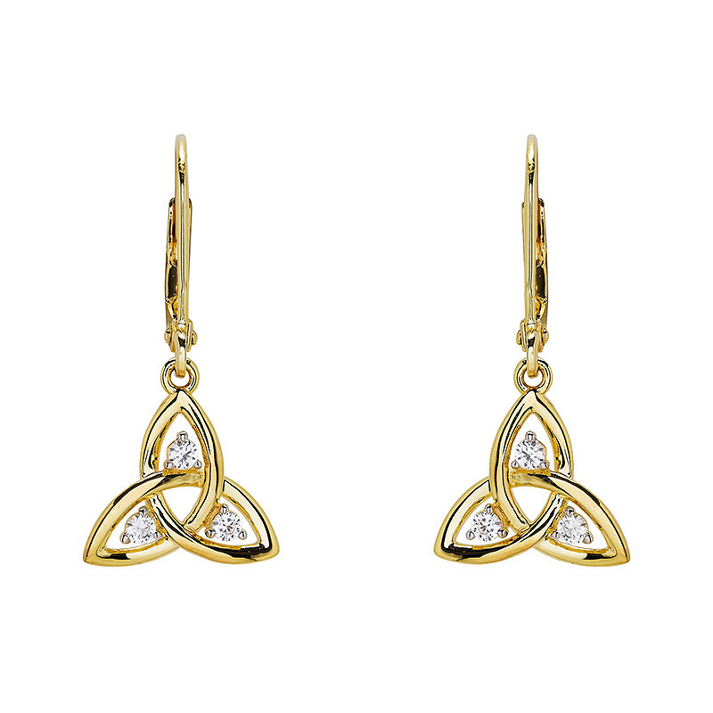 14kt Gold Vermeil Trinity Knot white Sapphire Drop Earrings