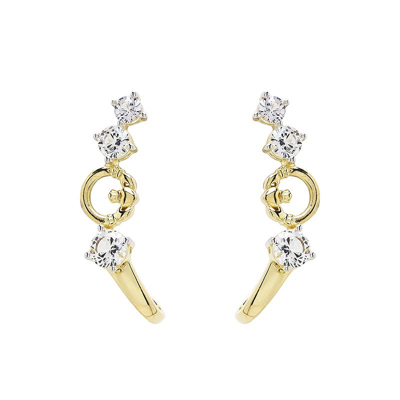 14kt Gold Vermeil Claddagh white Sapphire Earrings