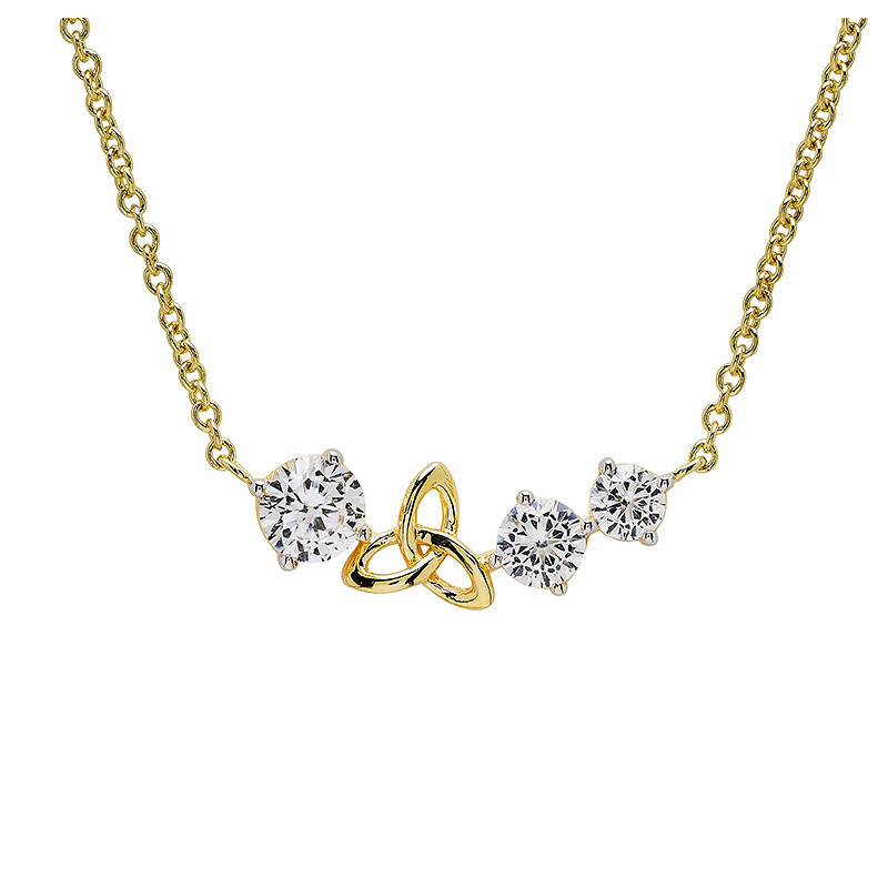 14kt Gold Vermeil Trinity Knot white Sapphire Necklace