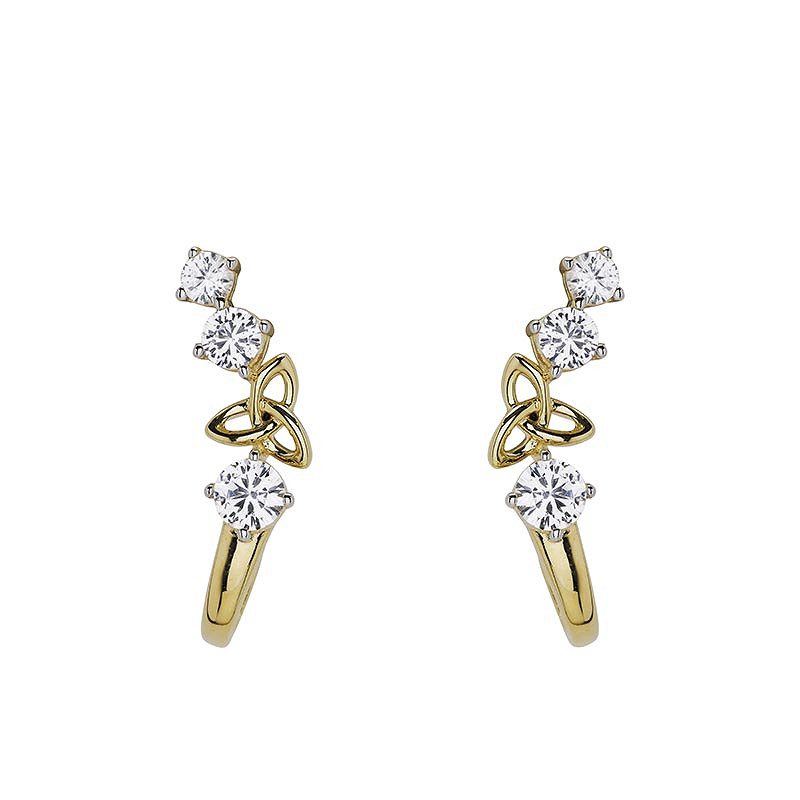14kt Gold Vermeil Trinity Knot white Sapphire Earrings