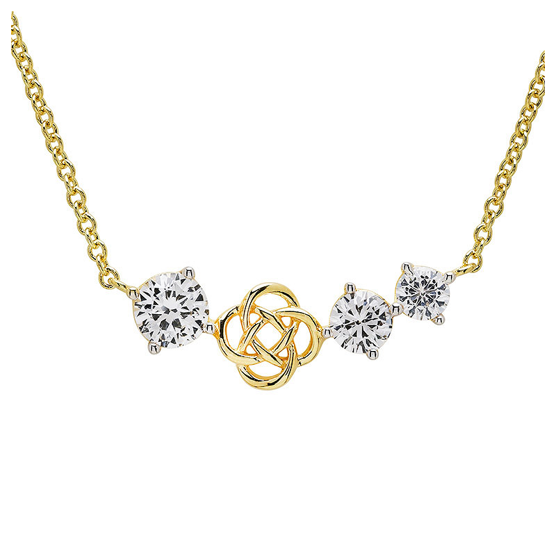 14kt Gold Vermeil Celtic Knot white Sapphire Necklace