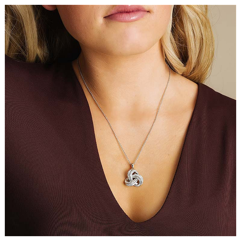 Sterling Silver Trinity Necklace with SW Crystals