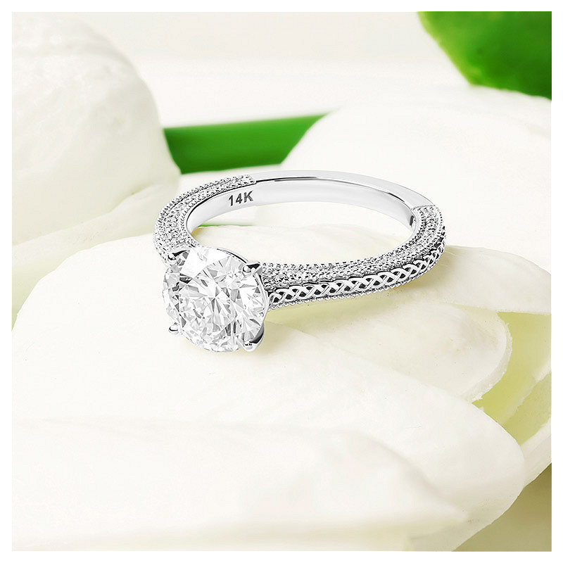 14k White Gold Celtic Knot Mount only Engagement Ring