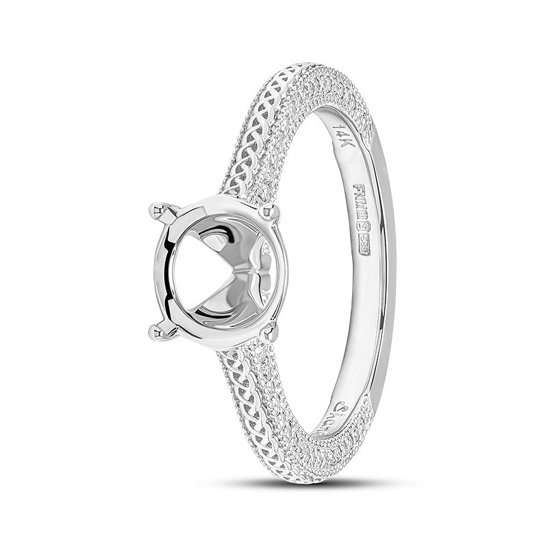 14k White Gold Celtic Knot Mount only Engagement Ring