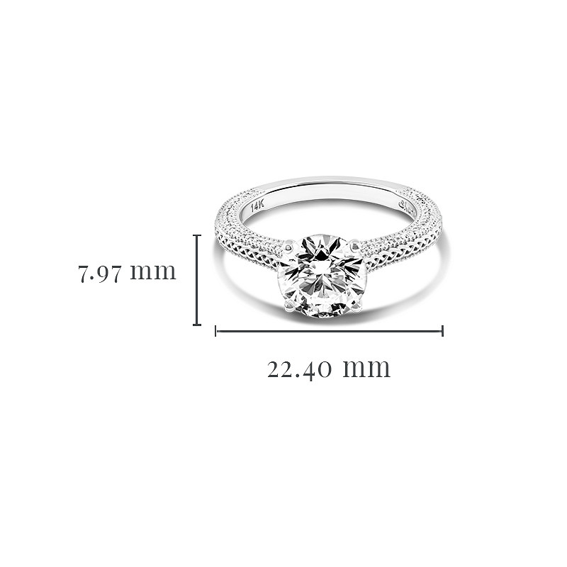 14k White Gold Celtic Ring with 2ct Lab Diamond