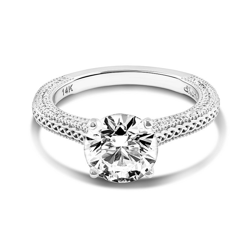 14k White Gold Celtic Ring with 2ct Lab Diamond