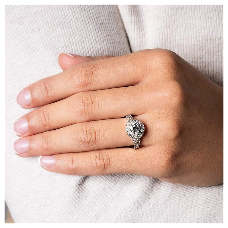 14k White Gold Celtic Ring with 2ct Lab Diamond