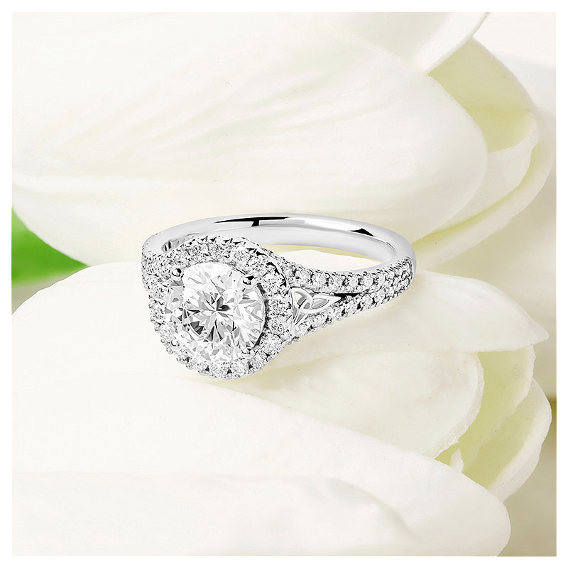 14k White Gold Celtic Ring with 2ct Lab Diamond