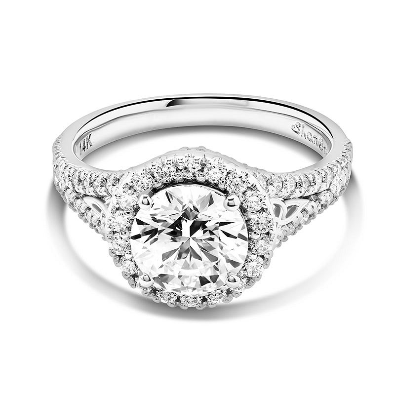 14k White Gold Celtic Ring with 2ct Lab Diamond