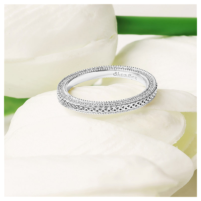 14k White Gold Lab Diamond Celtic Wedding Ring