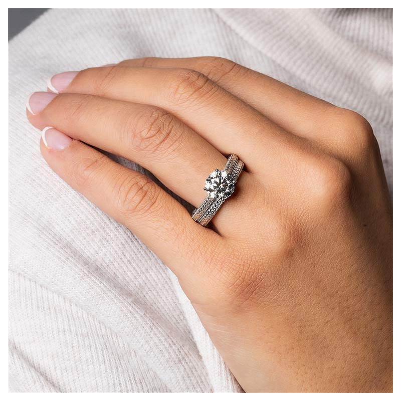 14k White Gold Lab Diamond Celtic Wedding Ring