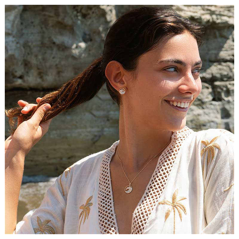 14kt Gold Lab Diamond set  Wave Necklace