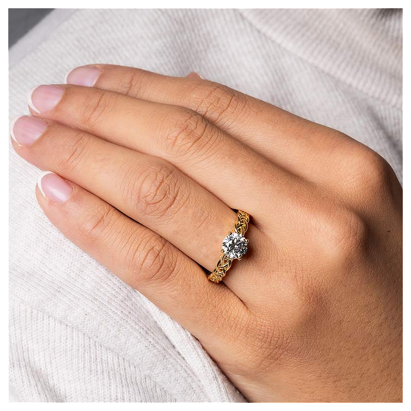 14k Yellow Gold Celtic Ring with 2ct Lab Diamond