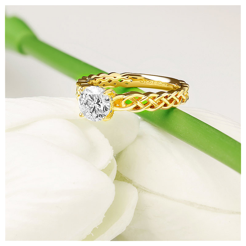 14k Yellow Gold Celtic Ring with 2ct Lab Diamond