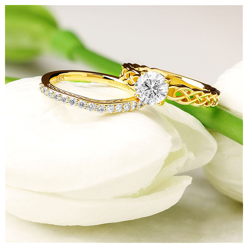 14k Yellow Gold Celtic Ring with 2ct Lab Diamond