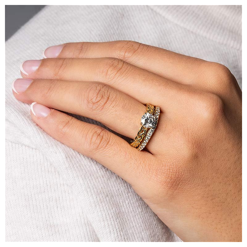 14k Yellow Gold Celtic Ring with 2ct Lab Diamond