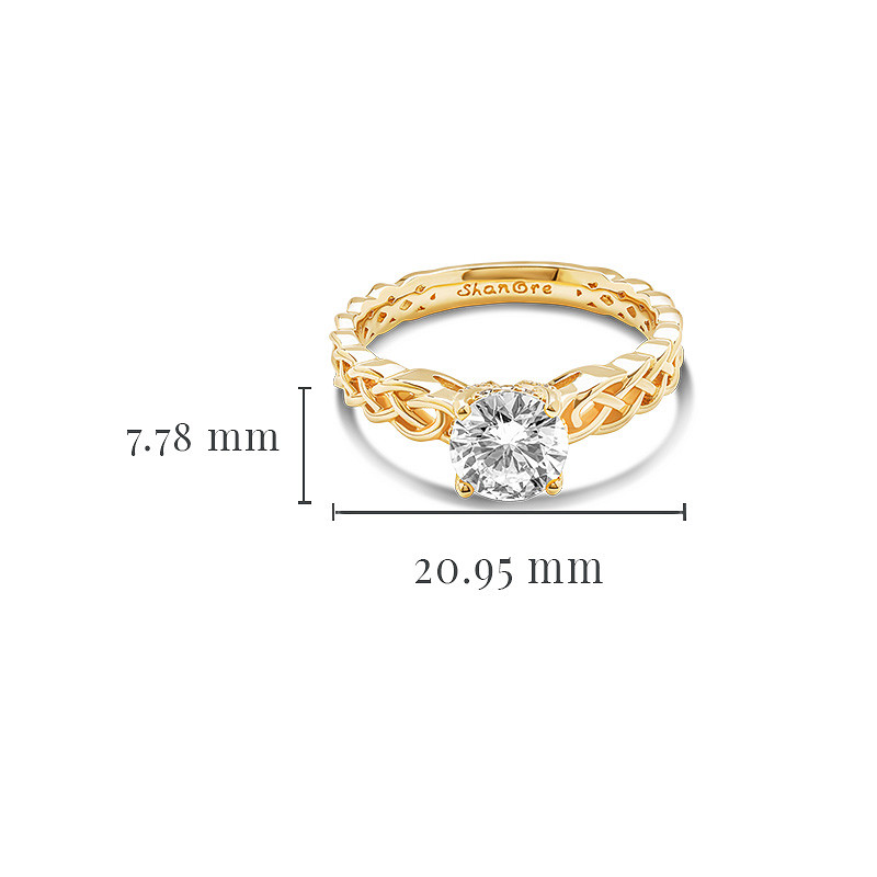 14k Yellow Gold Celtic Ring with 2ct Lab Diamond