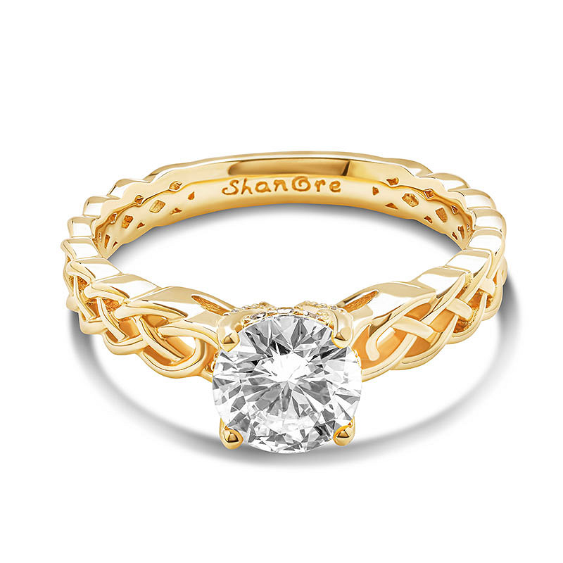 14k Yellow Gold Celtic Ring with 2ct Lab Diamond
