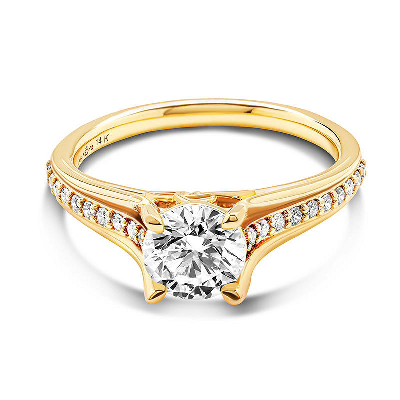 14k Yellow Gold Celtic Ring with 2ct Lab Diamond